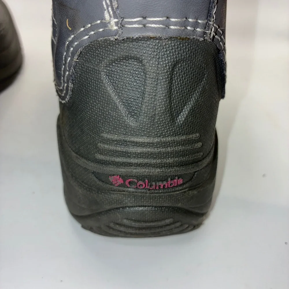 Columbia Omni-Heat Winter Boots Grey Pink Faux Fur Suede‎ Snow Boots Womens